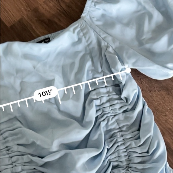 Shein synched blue puff sleeve top - Picture 3 of 4